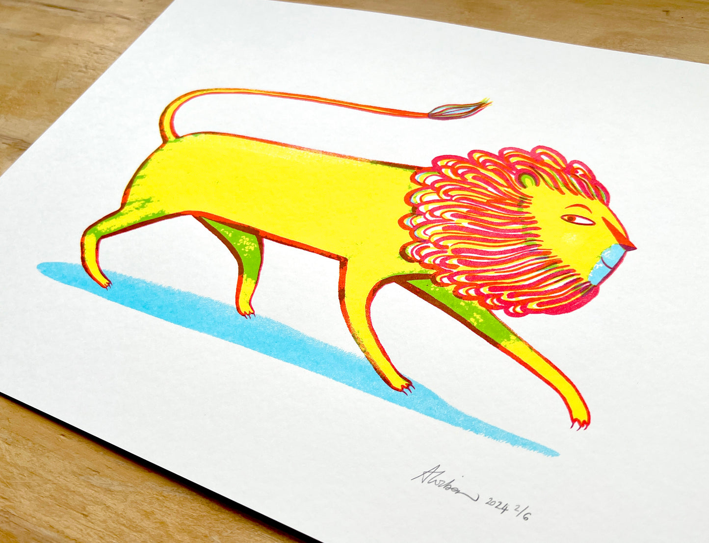 Lion - blue and yellow