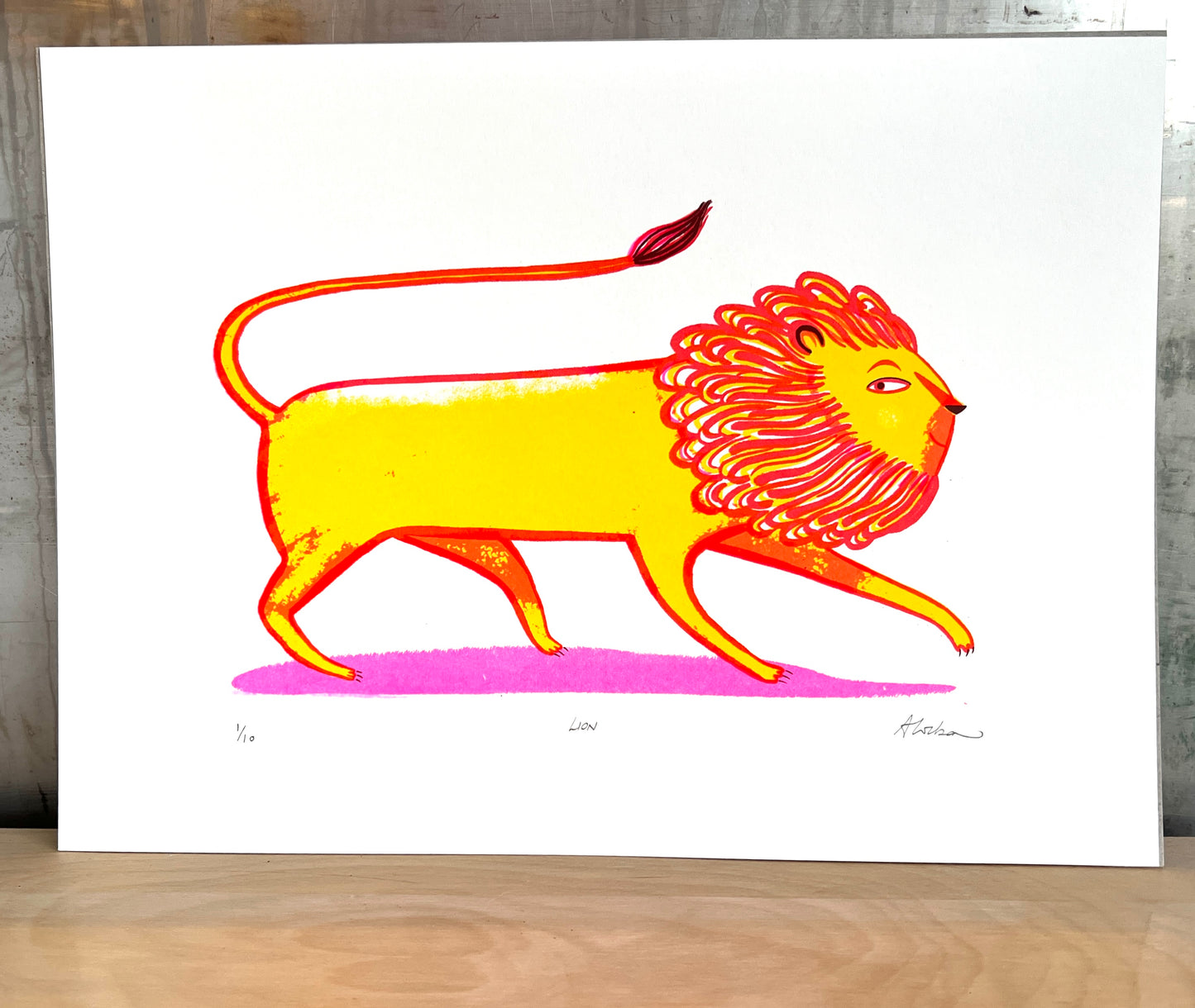 Lion - pink and yellow