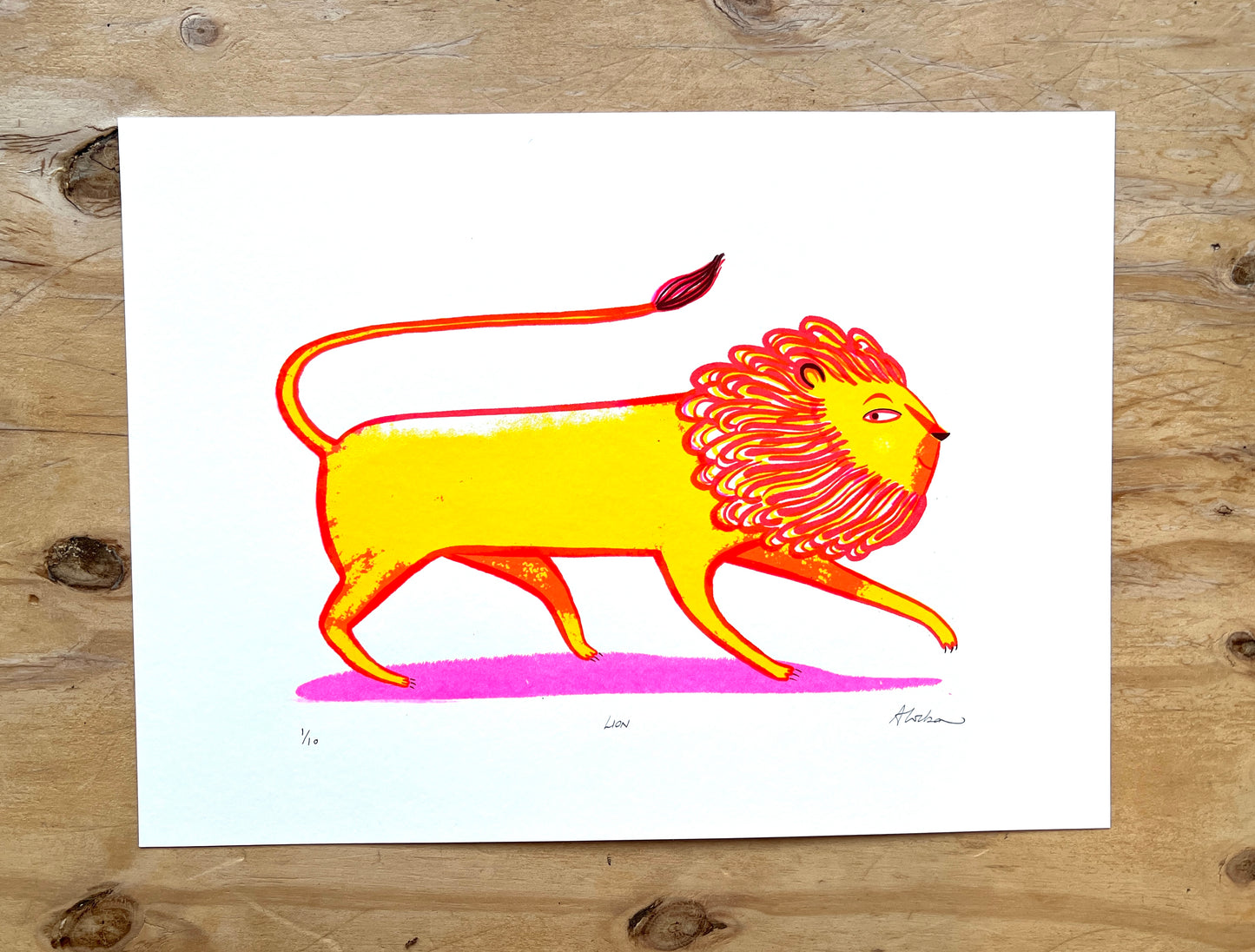 Lion - pink and yellow