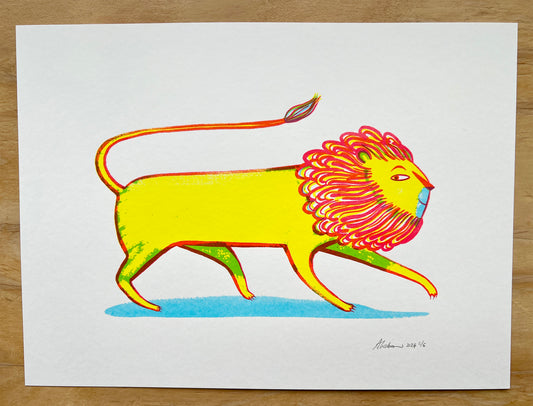 Lion - blue and yellow
